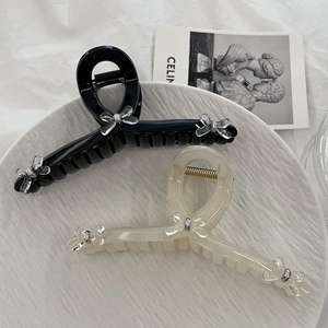 Elegant Bow Hair Claw Clip For Women High Sense Simple Plastic Resin Large Hair Catch Clip Nonslip Fashion Hair Accessory