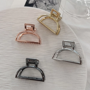 Polished alloy half-moon hair clips set in gold, rose gold, silver and gunmetal finish