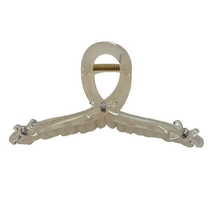 Elegant cream hair claw clip with mini bows and gold spring for thick hair styling