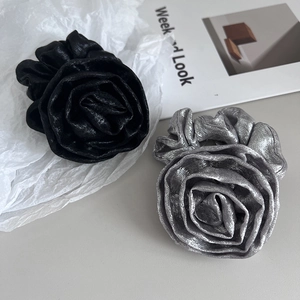 Elegant Satin Rose Flower Scrunchie Large Hair Tie Minimalist Fabric Floral Elastic Hair Band For Women Hair Accessories