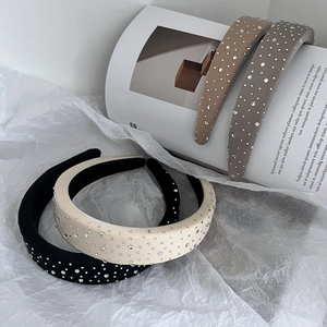 French style padded headbands with sparkling rhinestones in assorted neutral colors