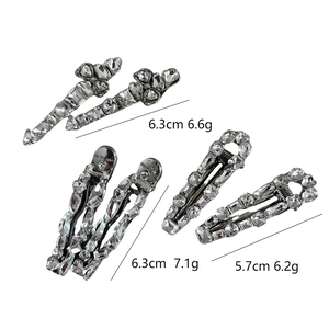 Lot de 6 pinces à cheveux en strass aux motifs de croix et de vagues avec alliage