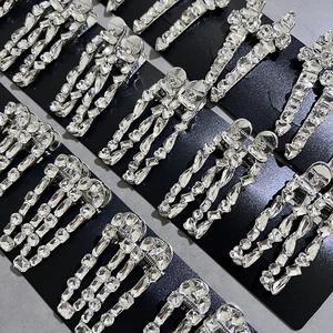 Barrettes à cheveux à pompons en cristal scintillant avec base en métal argenté
