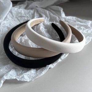 Padded silk satin headbands in black, beige and cream for high-volume hair styling