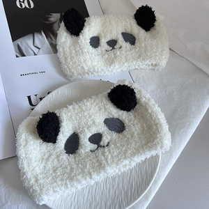 Simpatica Fascia per Capelli in Peluche a Forma di Panda Morbido Pile di Corallo Elastica per Lavare il Viso Trucco Donna