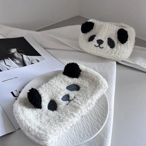 Fascia per capelli panda in pile di corallo bianco per lavaggio viso e styling