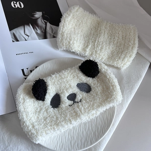 Set di fasce per capelli a forma di panda in morbido pile per la cura del viso
