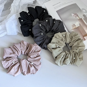 Κομψά Scrunchies από Ύφασμα με Τεχνητά Μαργαριτάρια Γαλλικού Στυλ Μινιμαλιστικά Ελαστικά Μεγάλα Λάστιχα Μαλλιών για Γυναίκες