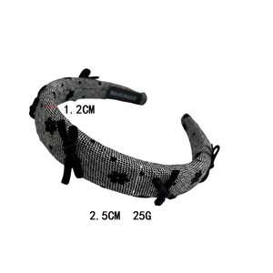 Retro bow hairband with woven texture and floral embroidery for women's hairstyle