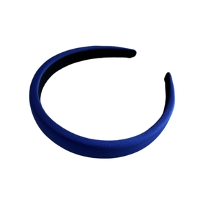 Navy blue thickened fabric headband with solid color design for high cranial top look