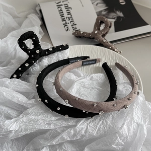 Handmade Fabric Wrapped Artificial Pearl Rhinestone Hair Clip Headband Elegant Studded Hair Accessories For Women Daily Party Styling