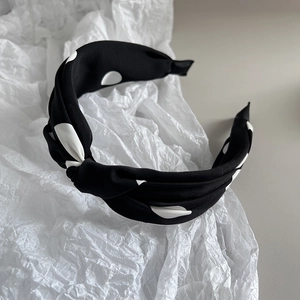Cerchietto Largo Annodato a Pois Vintage per Donna Semplice Fascia per Capelli in Tessuto di Moda Elegante Copricapo da Pendolare