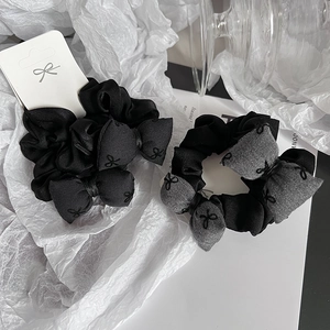 Minimalistische 3D Gepolsterte Baumwolle Schleife Scrunchies Große Elastische Haarbänder Mode Pferdeschwanzhalter Damen Haarschmuck