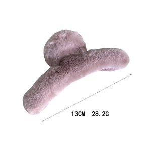 Grande molletta per capelli in peluche rosa 13cm in ecopelliccia per capelli folti