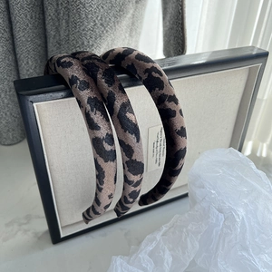 Vintage Leopard Print Padded Headband For Women French Style Velvet Fabric Handmade Hair Band Retro Fashion Hair Accessories