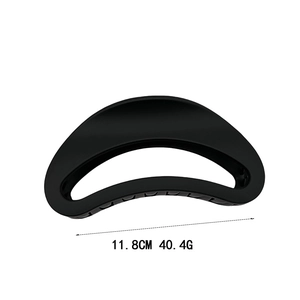 Pince à cheveux lune évidée noir mat pour cheveux épais, grand design de 11,8 cm