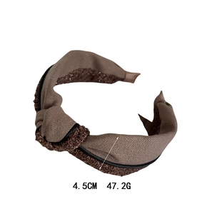 Brown fabric headband with knot design, 4.5cm width and 47.2g weight for women