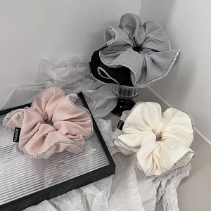 Fascia per Capelli Scrunchie Grande in Tessuto con Bordo a Lettera per Donna Elegante Elastico per Capelli Fatto a Mano Accessori per Capelli