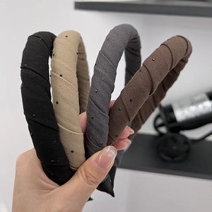 French Style Fabric Rhinestone Headband Thin Edge Non Slip Minimalist Hair Band For Women Versatile Hair Accessories