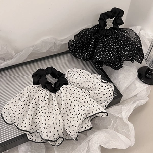 Lot de chouchous en tulle double épaisseur avec motifs à pois noirs et blancs