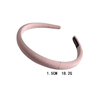 Serre-tête rembourré en satin rose pour femme, 1,5cm de large, accessoire fait main de 18,2g