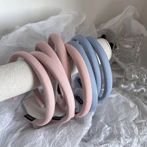 Serre-tête Rembourré en Éponge pour Femme Couleur Unie Tissu Fait Main Épais Accessoires de Cheveux pour le Quotidien