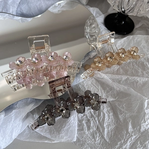 Lot de pinces à cheveux fleuries surdimensionnées avec fleurs en résine et strass