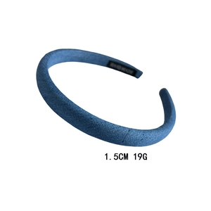 Minimalist blue denim fabric headband for women featuring a 1.5cm width and textured finish