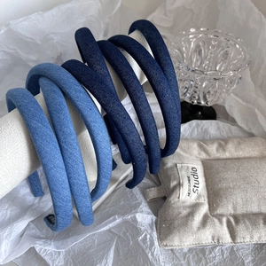 Handmade Denim Fabric Padded Headband For Women Simple Solid Color Cloth Hair Hoop Versatile Casual Headwear Hair Accessories
