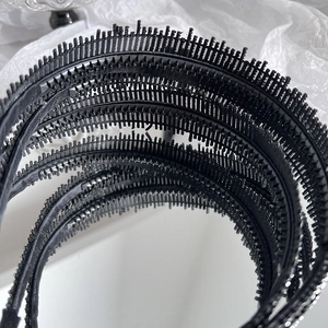 Close-up of black toothed hairbands with fine texture for secure hairstyling and grip
