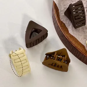Pinces à cheveux mates de style français pour queue de cheval haute, tons marron et beige