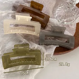 Set di 4 mollette grandi per capelli color gelatina ambra, crema, grigio e oliva 10cm