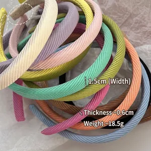 Lot de serre-têtes en tissu sergé coloré aux tons pastel de 1,5 cm de largeur