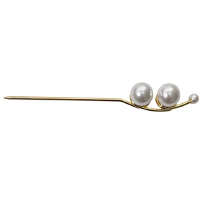 Épingle à cheveux élégante en métal doré avec perles blanches pour chignon minimaliste