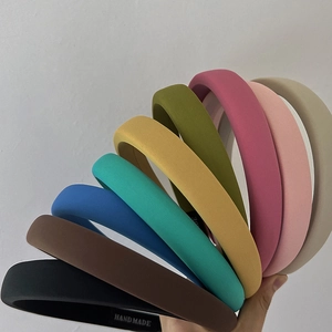 Solid Color Thickened Sponge Headband For Women Korean Style Simple Cloth Wrapped Handmade Hair Band Headwear Fashion Accessories
