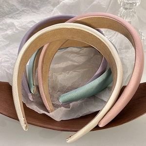 Padded sponge headbands set in Morandi cream colors with elegant satin finish