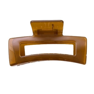 Pinza per capelli ambra traslucida con grande design rettangolare cavo da donna