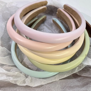 Minimalist Padded PU Leather Headband High Top Sponge Hairband Solid Color Sweet Headpiece For Women Daily Hair Accessories