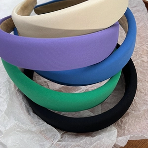 French sponge headband set in five solid colors including periwinkle blue and cream