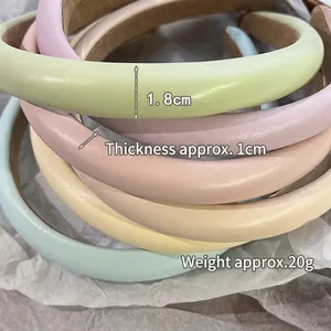 Macaron color PU leather padded headband with 1.8cm width for high cranial top effect