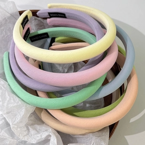 Serre-Tête Rembourré en Éponge pour Femmes Tissu Épais Fait à la Main Bandeau Couleurs Macaron Couleur Unie Accessoires Cheveux