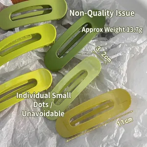 Grandes barrettes à cheveux vert mat pour femmes, pinces minimalistes de 11 cm en couleurs
