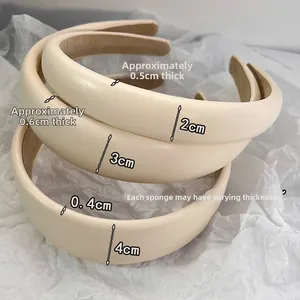 Detailed comparison of width dimensions 2cm 3cm 4cm for cream faux leather headbands