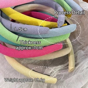 Serre-tête rembourré aux couleurs bonbon avec texture maille, 1,5 cm de large et 1 cm d'épais