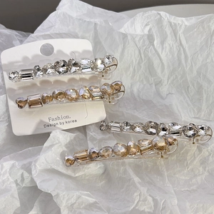 Eleganti Fermagli per Capelli in Strass Geometrici a Cuore Clip Laterali in Cristallo Stile Coreano Fermagli a Becco d'Anatra Donna Accessori