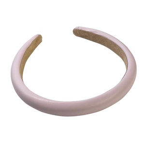 Padded light pink PU leather headband with non-slip lining for high top hairstyles