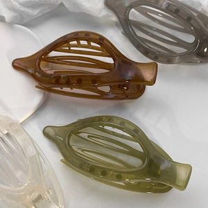 Elegante Fermaglio Francese Cavo Color Gelatina Traslucido Grande Forcina in Plastica per Donna Accessori Capelli per Chignon