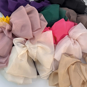 Oversized Chiffon Organza Bow Hair Clip For Women Multi-layer Spring Clip Elegant Fairy Hair Accessory Party Daily Headwear