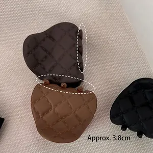 Matte French grid hair claw clips in coffee, brown, and black colors, 3.8cm size