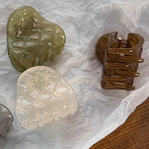 Pinces à cheveux françaises en gelée, couleurs olive, ambre, crème et gris foncé